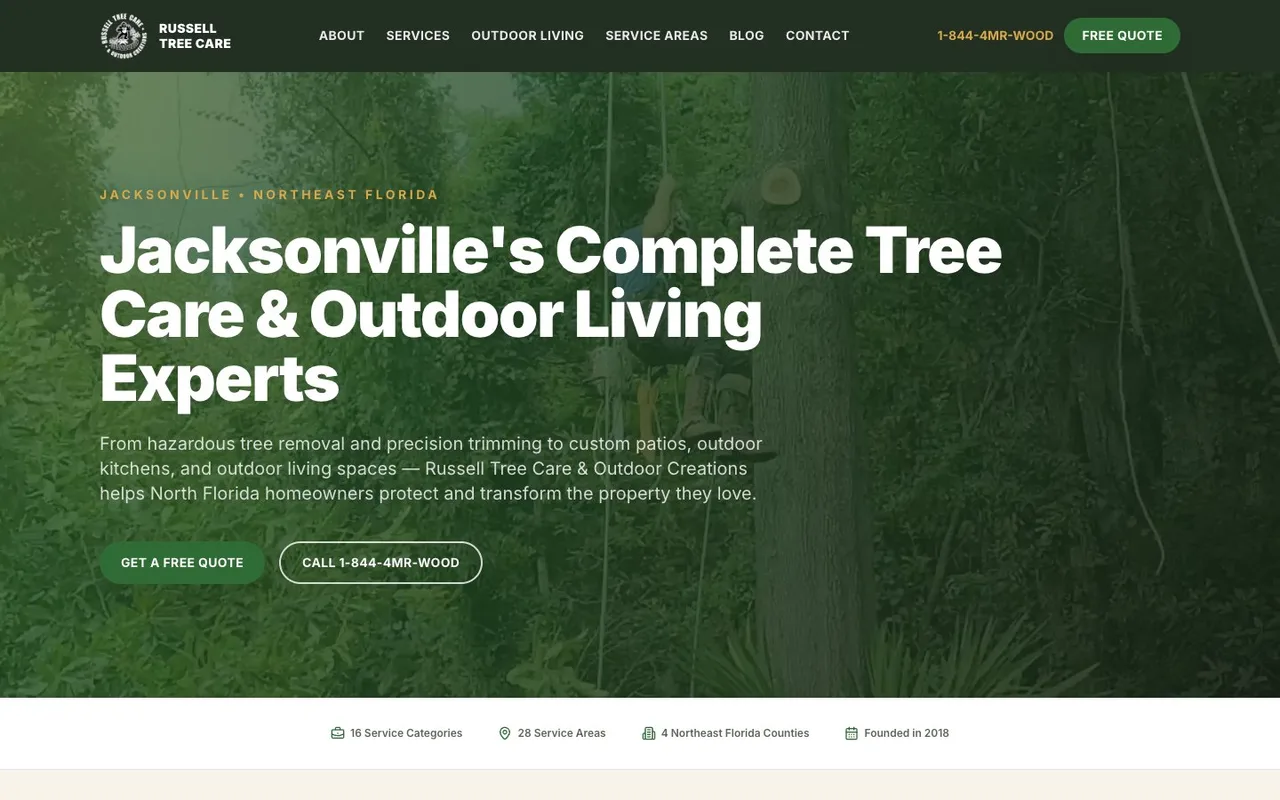Russell Tree Care & Outdoor Creations website preview