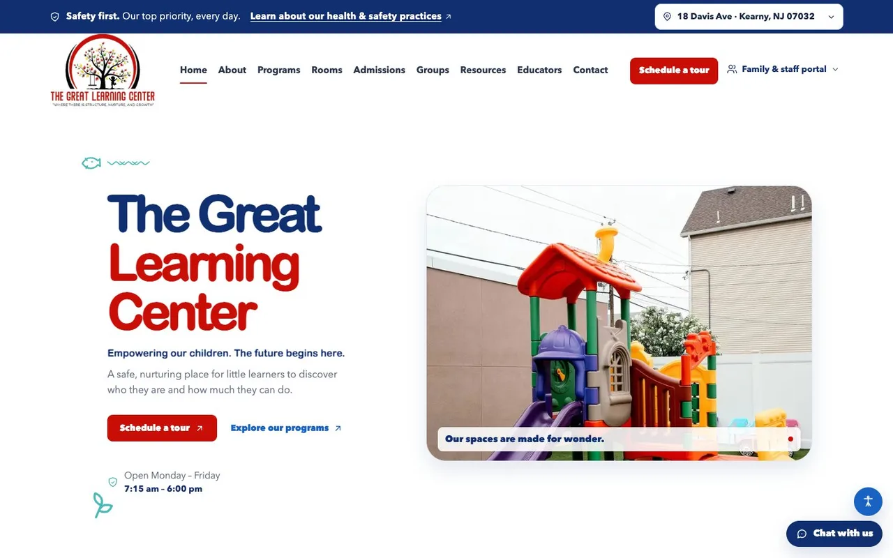 The Great Learning Center website preview
